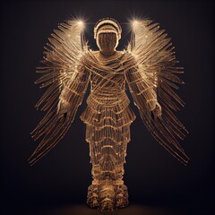 An angel made of light. Light painting. Light sculpture. 