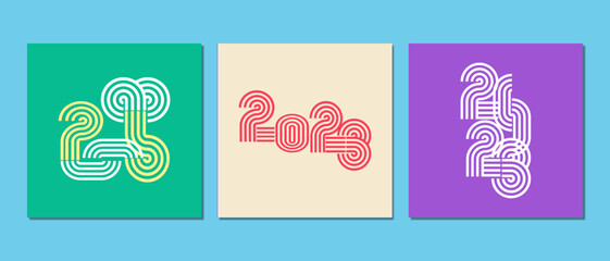 Retro-style numbers from the 70's. Happy 2023 Year design element for cover, calendar, and brochure.