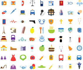 Vector collection of flat and colorful web icons on SEO, business, shopping and technology theme. Design elements for mobile and web applications.