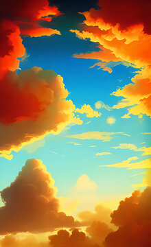 Blue Watercolor Cloud Sky Background © dimensdesign