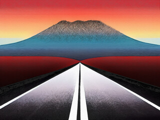 Mountain road digital painting illustration