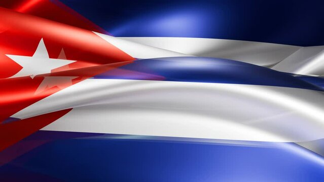 Republic of Cuba flag shiny glass smooth overflow abstract shape waves moved infinite loop video background
