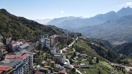 Sa Pa, Vietnam - November 29, 2022: The Landmark Buildings and Tourist Attraction areas of Sa Pa