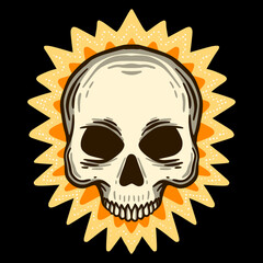 Skull art Illustration hand drawn colorful vector for tshirt, sticker, poster etc