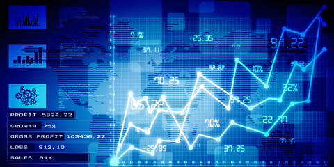 2d rendering Stock market online business concept. business Graph 