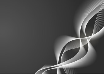 Abstract wave curve vector line in black background. Modern wavy line pattern (wave curves). Premium stripe texture for banner, business background. Shiny luxury vector template