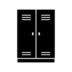 Locker for clothes and things icon. Black silhouette. Vertical front view. Vector simple flat graphic illustration. Isolated object on a white background. Isolate.