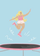 Girl jumping on trampoline