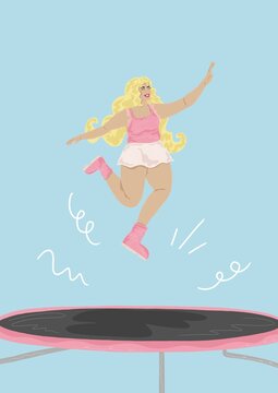 Girl jumping on trampoline