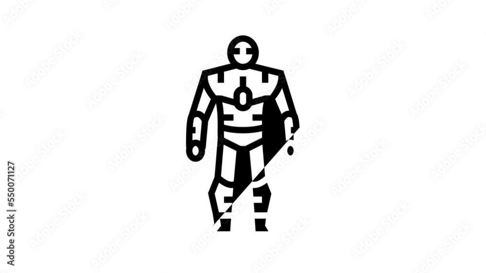 Wall mural humanoid robot line icon animation