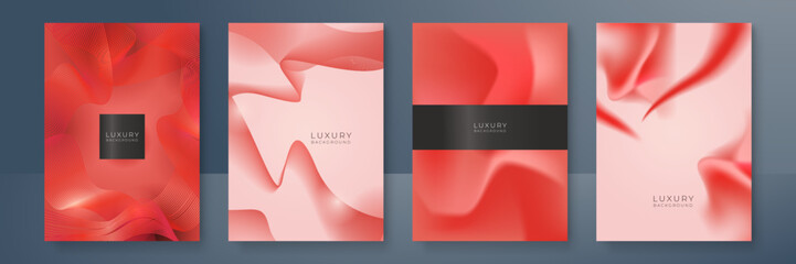 Fototapeta premium Abstract red gold wave line metallic direction luxury overlap design modern futuristic background vector illustration. Designed for cover, brochure, flyer, booklet, banner, poster, card, invitation