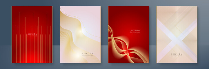 Abstract red gold wave line metallic direction luxury overlap design modern futuristic background vector illustration. Designed for cover, brochure, flyer, booklet, banner, poster, card, invitation