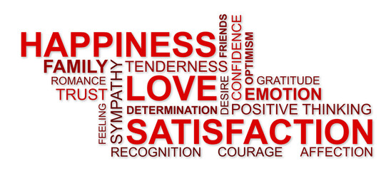 Fototapeta premium wordcloud for happiness, love and satisfaction