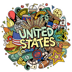 United States hand drawn cartoon doodle illustration.