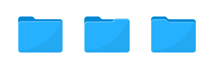 Folder vector icon set. Blue folders with documents. Vector illustration. Folder symbol for UI, web design etc.