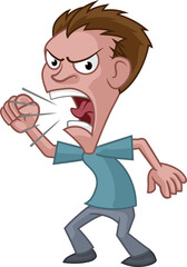 Angry Stressed Man or Bully Cartoon Shouting