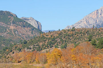 An autumn view of Taurus Mountains in Belemedik village of Pozantı district of Adana province in Turkey
