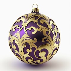 Fototapeta premium Single christmas ball ornament - purple and gold