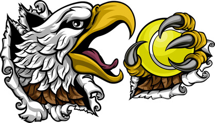 Bald Eagle Hawk Ripping Tennis Ball Mascot
