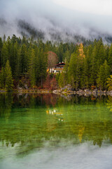 Fototapeta premium The Hintersee Lake at rainy day in Germany