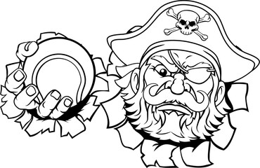 Pirate Tennis Ball Sports Mascot Cartoon