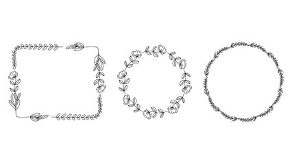 Obraz premium Set wreath green leaf frame , Flat Modern design , illustration Vector EPS 10