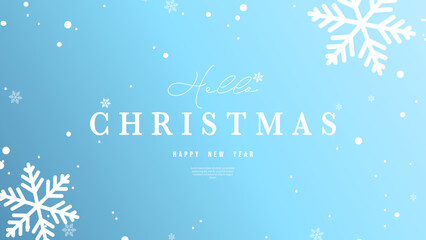 Merry Christmas with snowflakes , on blue background with bokeh , Flat Modern design, illustration Vector EPS 10