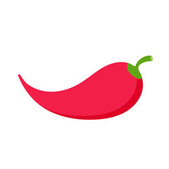 Hot pepper vector flat icon on white. Red pepper in cartoon style.Simple icon