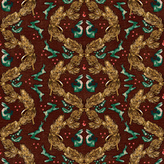 Christmas rabbit pattern. Trendy New Year 2023 seamless background, textile, fabric design.