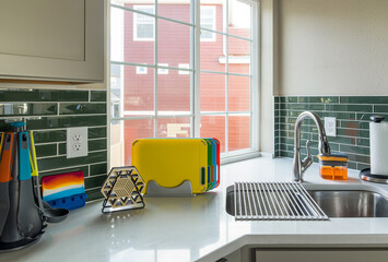 Beautiful and modern kitchen interior in a new home