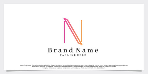 Initial latter n logo design with creative concept Premium Vector