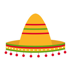 Mexican sombrero hat vector Illustration on a white background. Traditional Mexican hat.