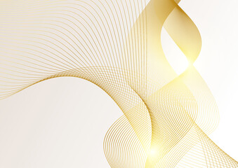 Abstract luxury gold and white background with line, wave, and shiny curve lines. Vector illustration