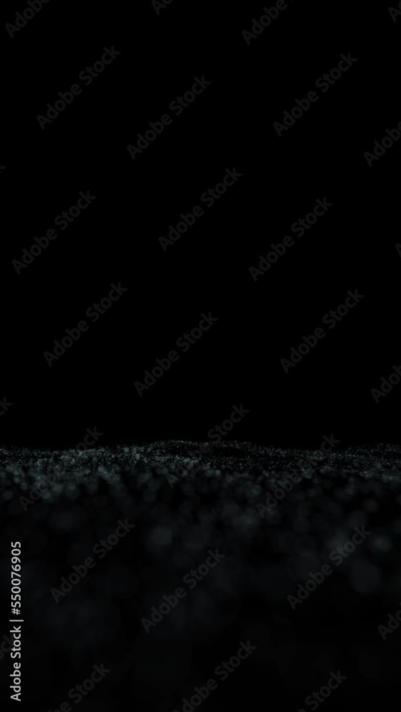 Poster digital dotted waves endless flying towards the camera, looped copy space vertical animation backgro