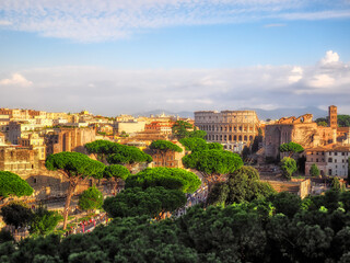 Fototapeta na wymiar Aerial view of the Colosseum in summer, Rome, Italy