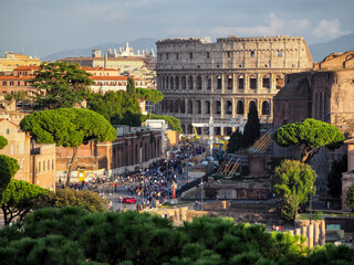 Obraz premium Aerial view of the Colosseum in summer, Rome, Italy