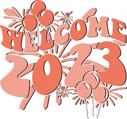 happy new year t-shit design, Groovy t-shirt design , 2023 happy new year t-shirt , EPS file groovy new year design 2023