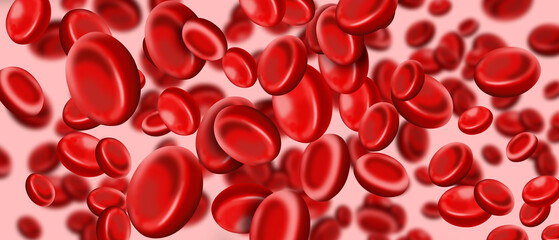 Many red erythrocytes on a pink background. The composition of the blood. Health concept.