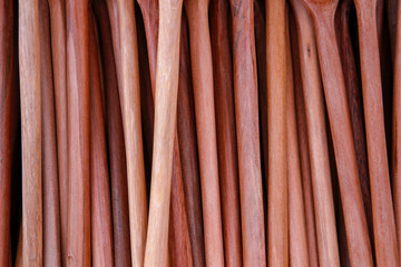 Closeup of set of wooden spoon