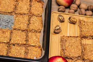 Apple tart with topped with walnuts