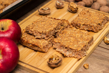 Apple tart with topped with walnuts