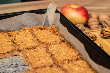 Apple tart with topped with walnuts