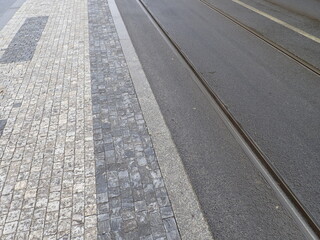 tram line railway on a street