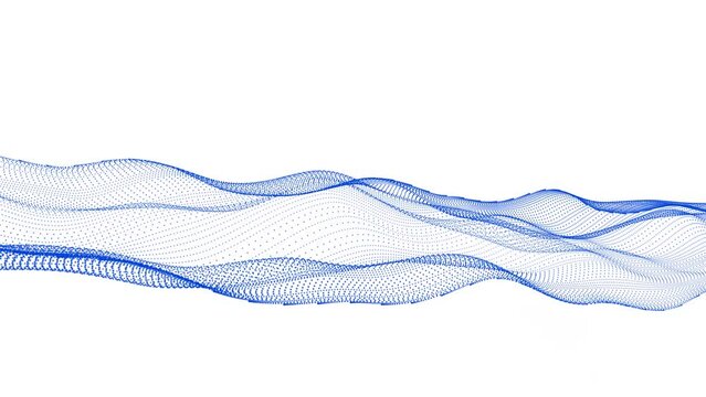 Blue color dot line wave animation white background