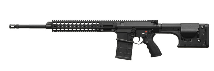 Modern automatic rifle isolated on white background. Weapons for police, special forces and the...