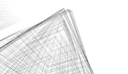 sketch of a modern building