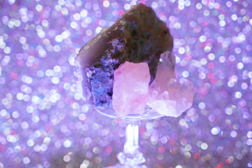 Amethyst Druze Quartz Against a Blue Background