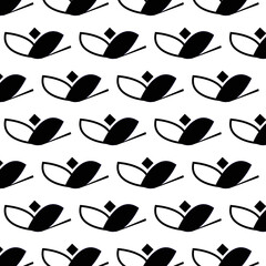 Black and white seamless pattern with abstract geometric on white background