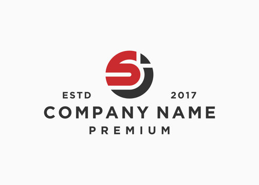 initial letter sj or js logo design vector illustration template