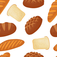 Butter pastry pattern. Confectionery. Bun for breakfast. Loaf. Bakery. Vector illustration on a white background.